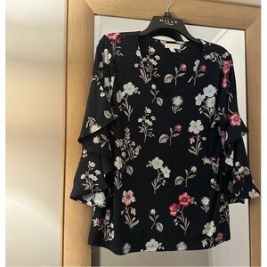 Charter Club Navy Blouse with Flowers